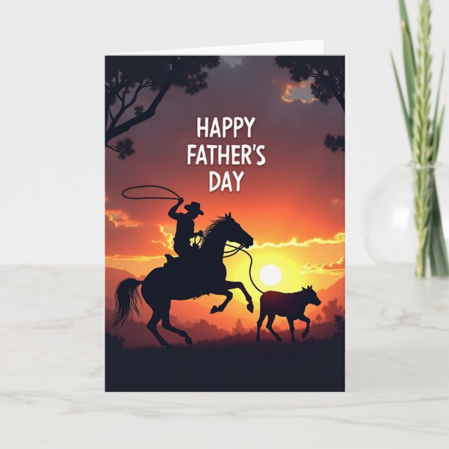 Sunset Lasso Happy Fathers Day Card (Front)