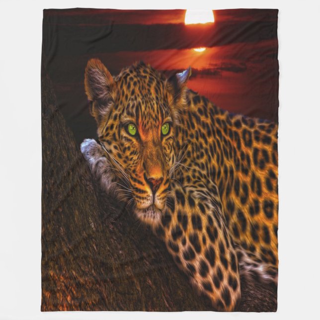 Sunset Leopard Fleece Blanket (Front)