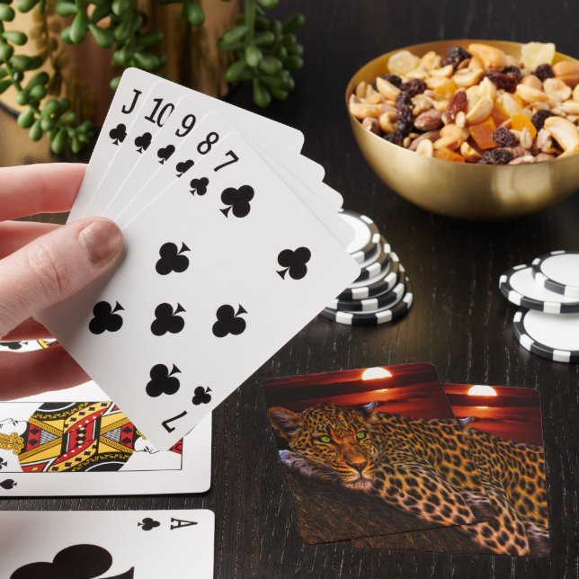 Sunset Leopard Poker Cards (In Situ)