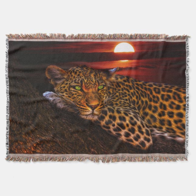 Sunset Leopard Throw Blanket (Front)
