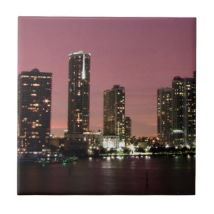 Sunset light over Miami after a storm Ceramic Tile