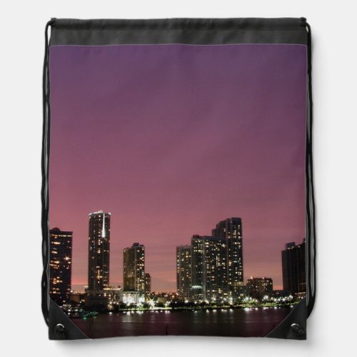 Sunset light over Miami after a storm Drawstring Bag