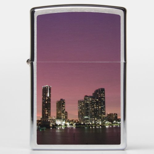 Sunset light over Miami after a storm Zippo Lighter