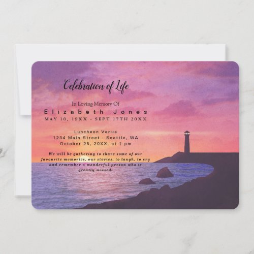 Sunset Lighthouse Celebration of Life Funeral