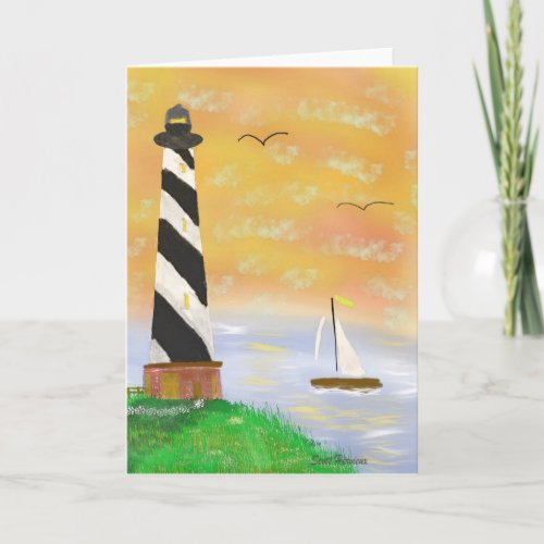 Sunset lighthouse Greeting Card