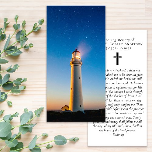 Sunset Lighthouse Prayer Memorial Bookmark