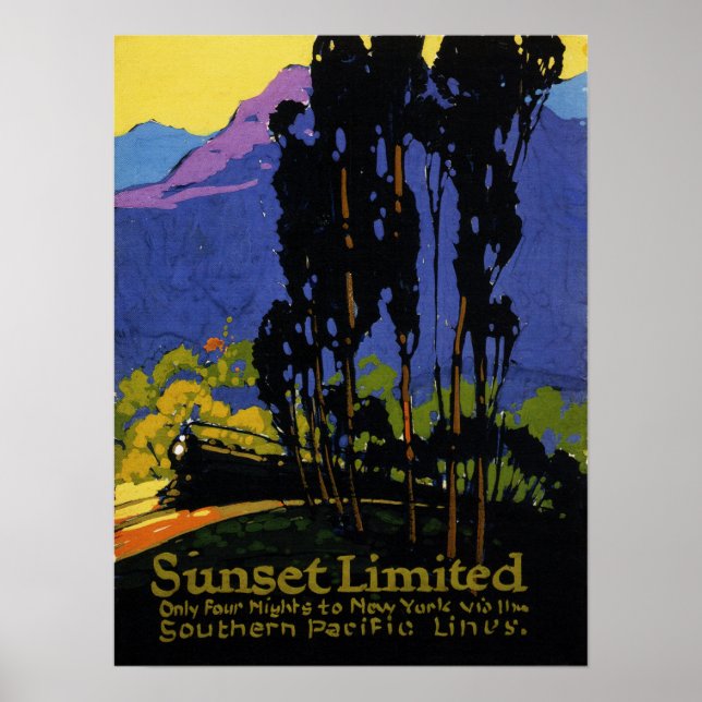 Sunset Limited Travel South Pacific Railway Poster (Front)