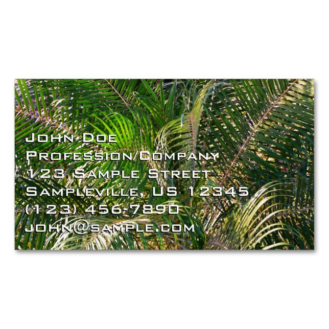 Sunset Lit Palm Fronds Tropical Business Card Magnet (Front)