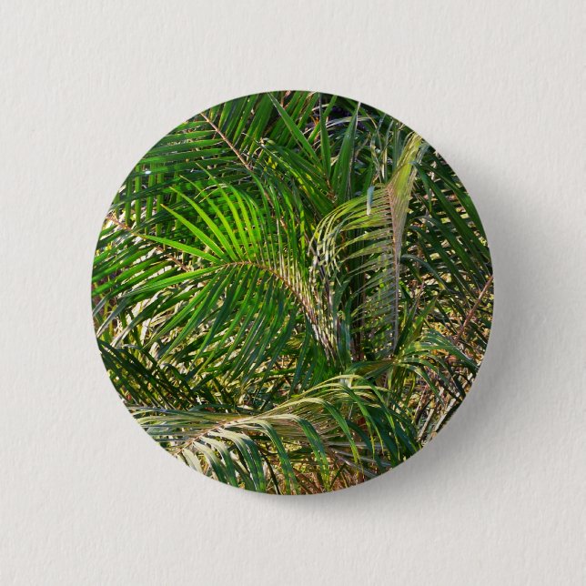 Sunset Lit Palm Fronds Tropical Button (Front)
