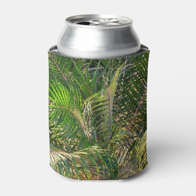 Sunset Lit Palm Fronds Tropical Can Cooler (Can Front)