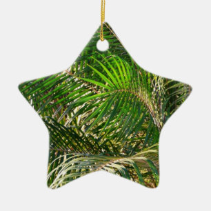 Sunset Lit Palm Fronds Tropical Ceramic Ornament