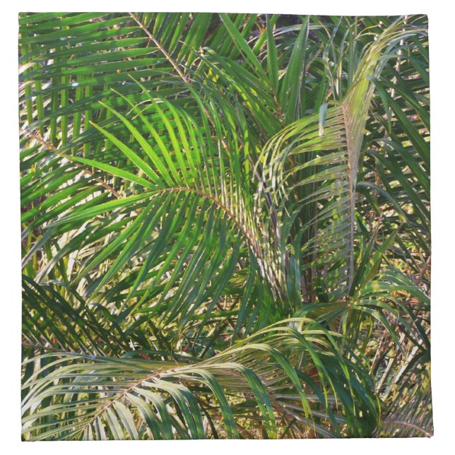 Sunset Lit Palm Fronds Tropical Cloth Napkin (Front)