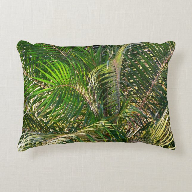 Sunset Lit Palm Fronds Tropical Decorative Pillow (Front)
