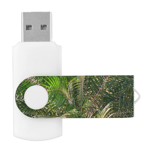 Sunset Lit Palm Fronds Tropical Flash Drive (Opened)
