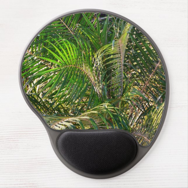 Sunset Lit Palm Fronds Tropical Gel Mouse Pad (Front)
