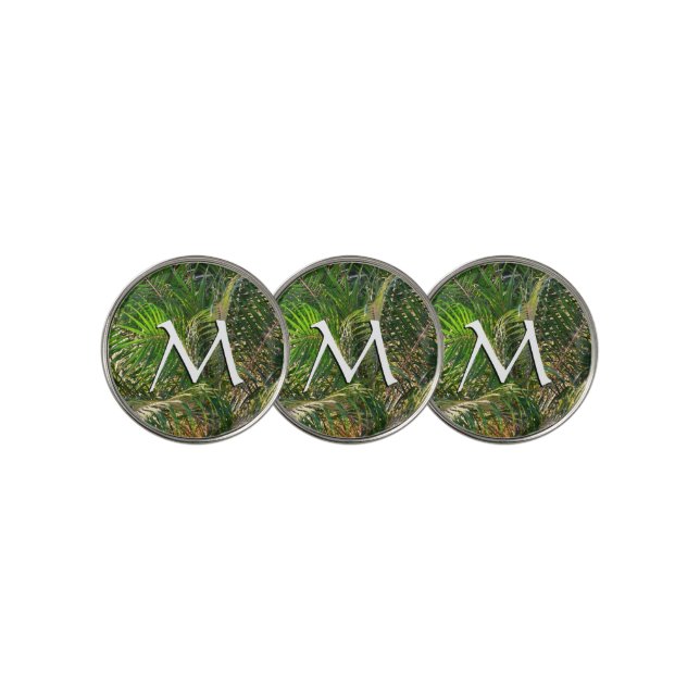 Sunset Lit Palm Fronds Tropical Golf Ball Marker (3 Up)