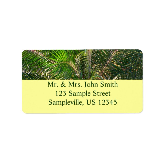 Sunset Lit Palm Fronds Tropical Label (Front)