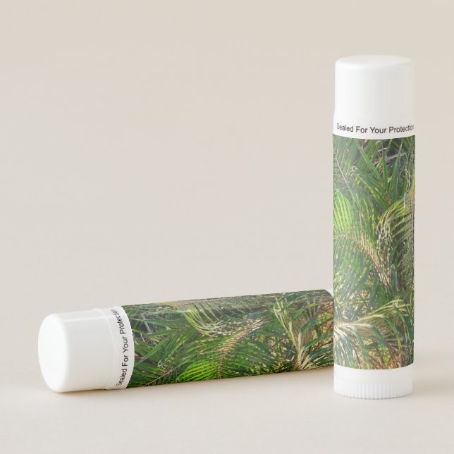 Sunset Lit Palm Fronds Tropical Lip Balm (Front)