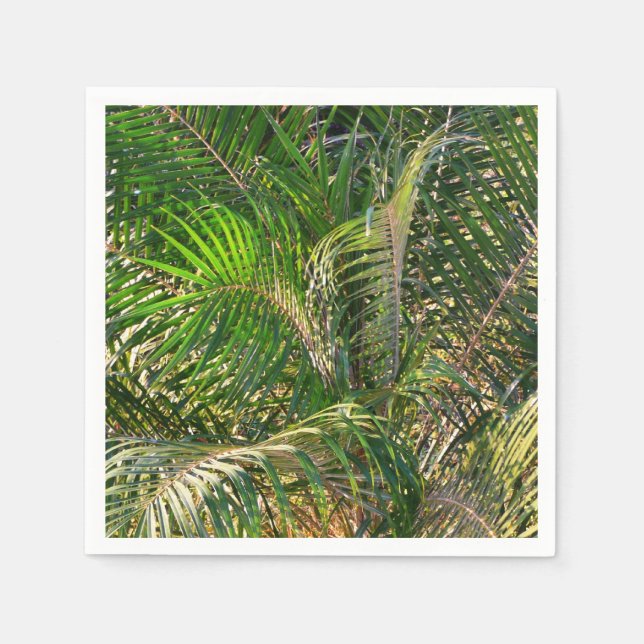 Sunset Lit Palm Fronds Tropical Paper Napkins (Front)
