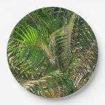 Sunset Lit Palm Fronds Tropical Paper Plate