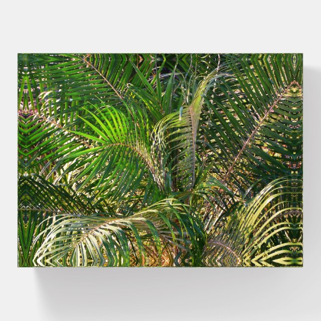 Sunset Lit Palm Fronds Tropical Paperweight (Front)