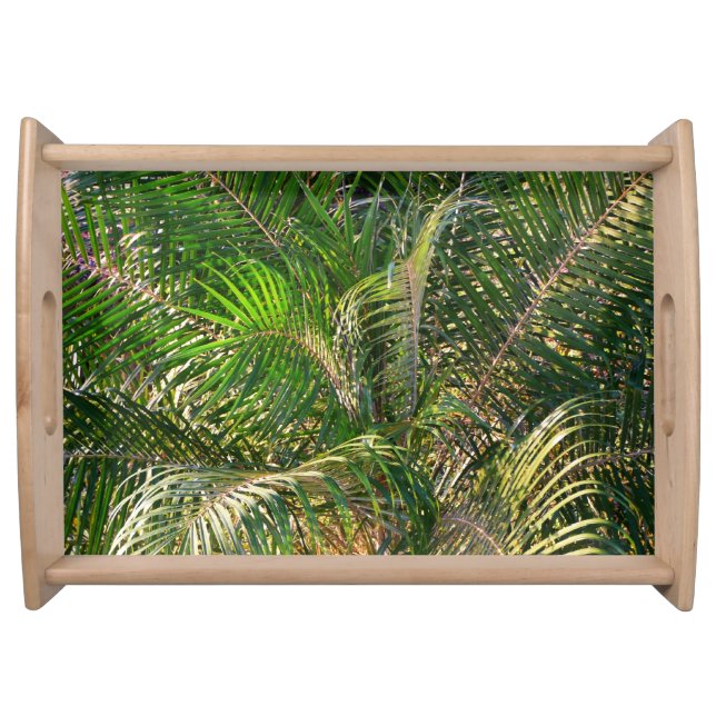 Sunset Lit Palm Fronds Tropical Serving Tray (Front)