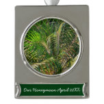 Sunset Lit Palm Fronds Tropical Silver Plated Banner Ornament