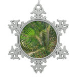 Sunset Lit Palm Fronds Tropical Snowflake Pewter Christmas Ornament