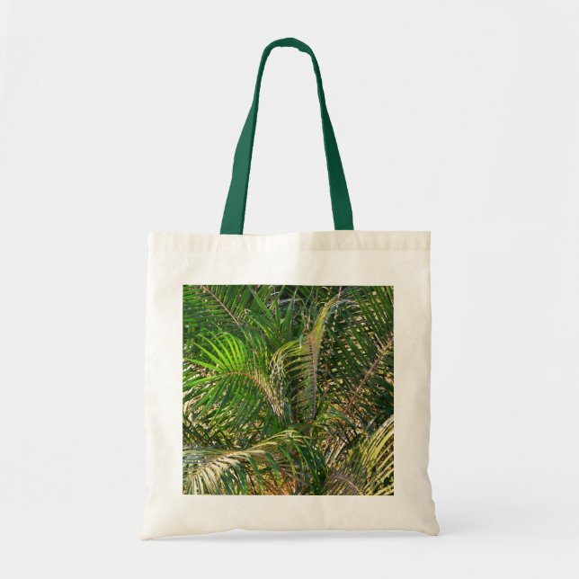 Sunset Lit Palm Fronds Tropical Tote Bag (Front)