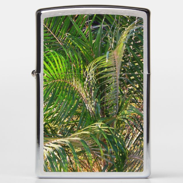 Sunset Lit Palm Fronds Tropical Zippo Lighter (Front)
