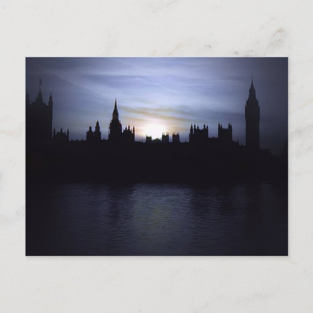 Sunset - London - Parliament - Big Ben Postcard (Front)