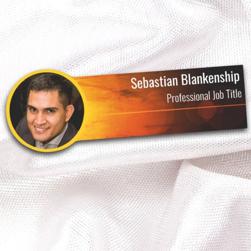 Sunset Look Professional Gold Custom Photo Name Tag