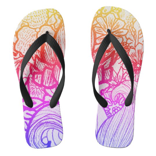 Sunset Lotus Floral Flip Flops | Zazzle.com