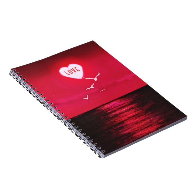 Sunset Love - Romantic - Black Red - Customizable Notebook (Right Side)