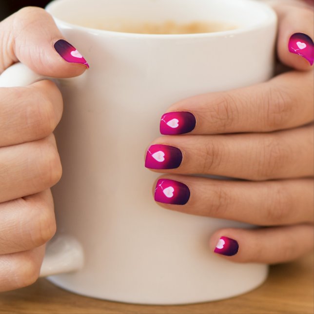 Sunset Love - Romantic Heart - Black and Pink Minx Nail Art (Insitu - Mug)