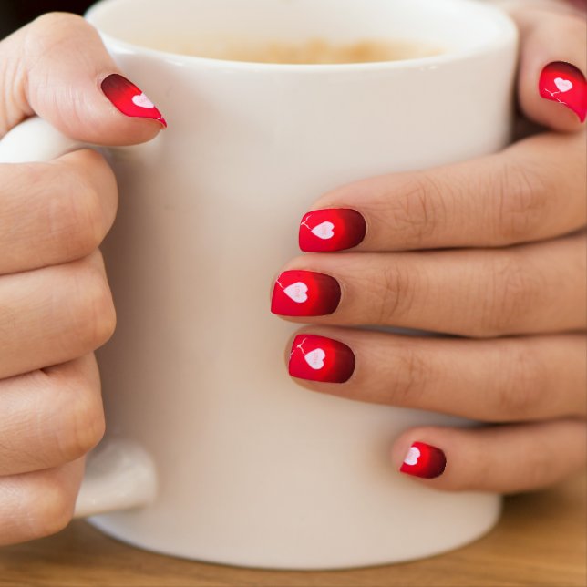 Sunset Love - Romantic Heart - Black and Red Minx Nail Art (Insitu - Mug)