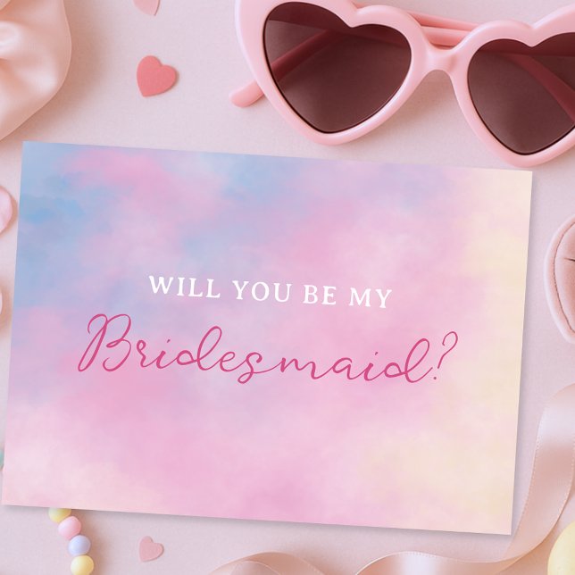 Sunset Lover Pastel Clouds Bridesmaid Proposal Card (Creator Uploaded)