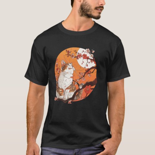 Sunset Lover Vintage Kitten Traditional Japanese A T-Shirt