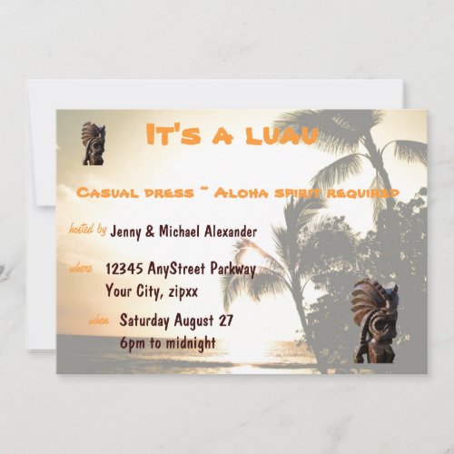 Sunset Luau Party Custom Invitation