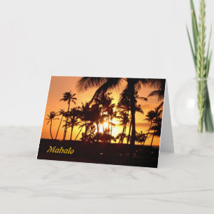 Sunset Mahalo Letterpress Thank You Card