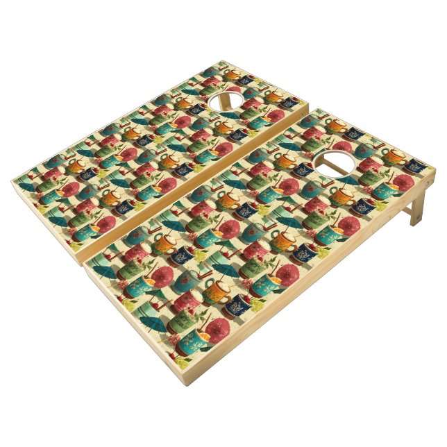 Sunset Mai Tais Cornhole Set (Angled)