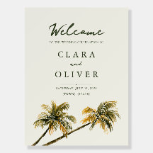 Sunset Malibu Palm Watercolor Wedding Welcome Sign