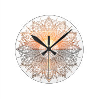 sunset mandala round clock