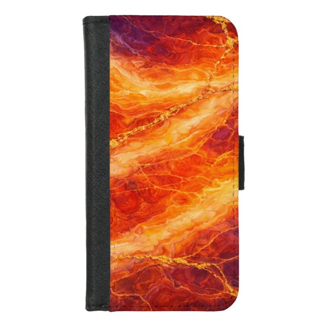 Sunset Marble with Gold Veining iPhone Wallet Case (Front)