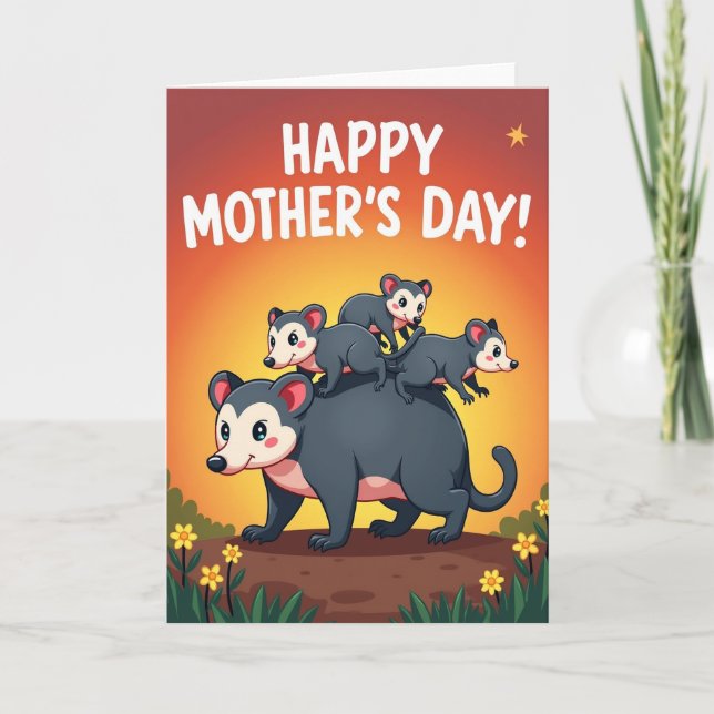 Sunset Marsupial Family Card (Front)