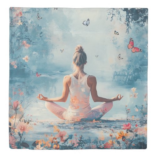 Sunset Meadow Meditation with Butterflies (3) Duvet Cover