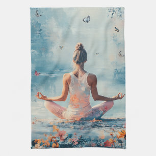 Sunset Meadow Meditation with Butterflies (3) Kitchen Towel