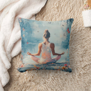 Sunset Meadow Meditation with Butterflies (3) Throw Pillow