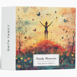 Sunset Meadow Meditation with Butterflies (4) 3 Ring Binder