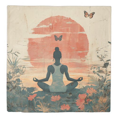 Sunset Meadow Meditation with Butterflies (5) Duvet Cover